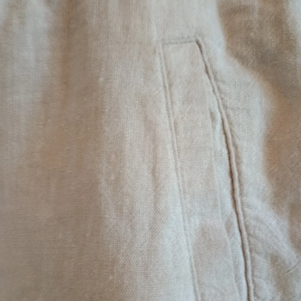 Gap XL Linen Viscose Blend Drawstring Pants Beige Tan Casual Relaxed Fit Cropped